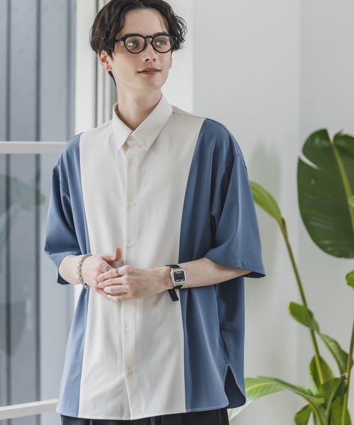 「RAGEBLUE」 半袖シャツ LARGE ベージュ系その他 メンズ_画像9