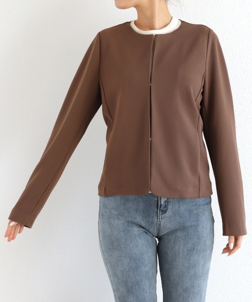 「andme」 「alma design」ノーカラージャケット L ブラック レディース_画像2