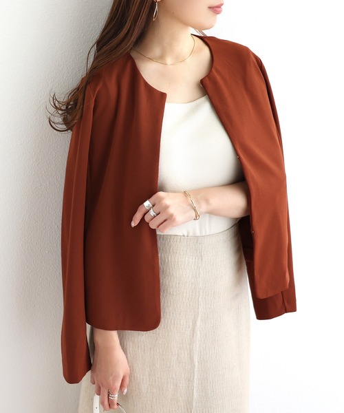 「andme」 「alma design」ノーカラージャケット L ブラック レディース_画像3