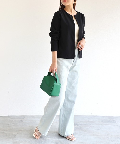 「andme」 「alma design」ノーカラージャケット L ブラック レディース_画像5