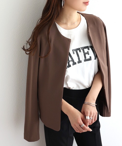 「andme」 「alma design」ノーカラージャケット L ブラック レディース_画像8