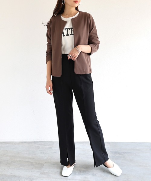 「andme」 「alma design」ノーカラージャケット L ブラック レディース_画像9