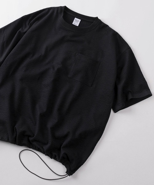 tシャツ 「84」スピンドル付き シアサッカー 無地 ポケット クルー