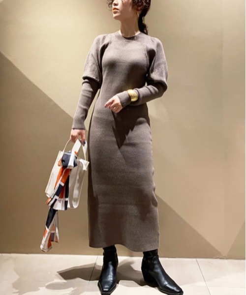 「FRAY I.D」 ニットワンピース ONE SIZE ブラウン レディース_画像2