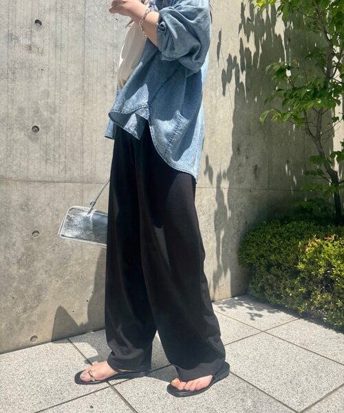 パンツ 「高身長さん安心の丈感」ツイルカーブパンツ レディースの画像