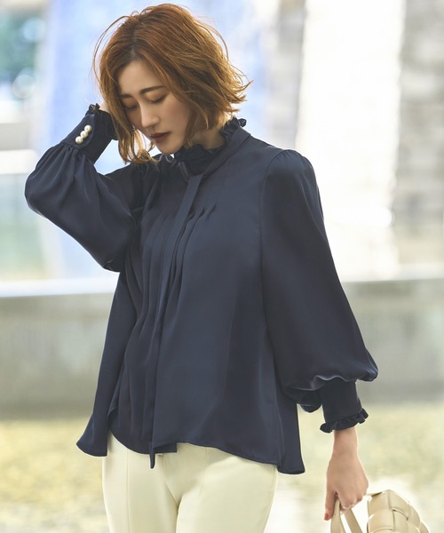 「RUIRUE BOUTIQUE」 長袖ブラウス S ネイビー レディース_画像4