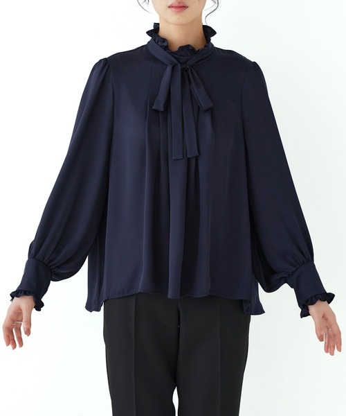 「RUIRUE BOUTIQUE」 長袖ブラウス S ネイビー レディース_画像7