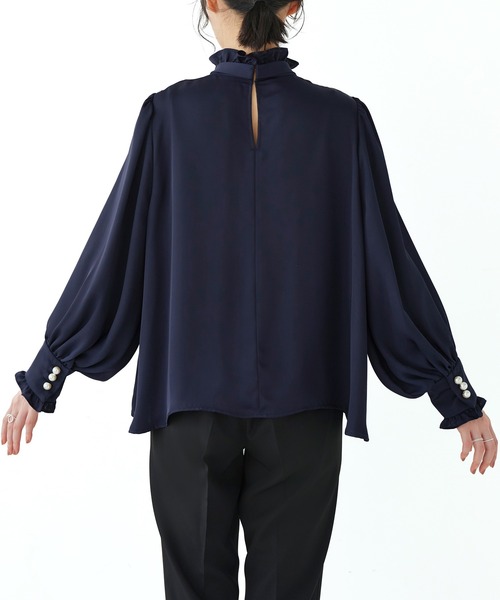 「RUIRUE BOUTIQUE」 長袖ブラウス S ネイビー レディース_画像8
