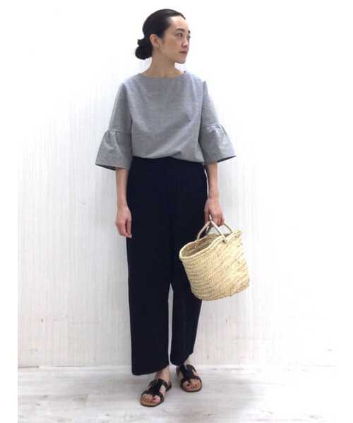 「human woman」 7分袖ブラウス MEDIUM ダークインディゴブルー レディース_画像5