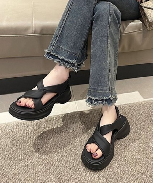 boemy 厚底 サンダル クロスベルト 厚底サンダル レディース