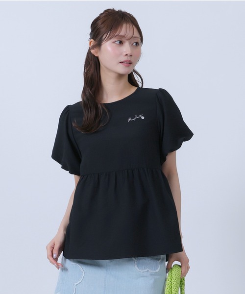 新作新品 MARY QUANT マリークヮント 半袖 ペプラムチュニック黒M MARY QUANT（マリークヮント） ブラウス シャツ 半袖 マリークワント