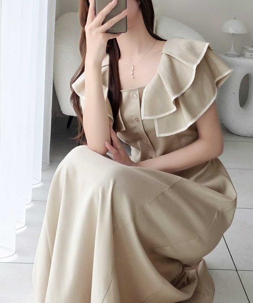 「mily bilet」 ノースリーブワンピース X-LARGE ネイビー レディース_画像6