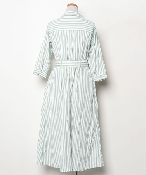 「clear」 ストライプ柄シャツワンピース FREE グリーン レディース_画像2