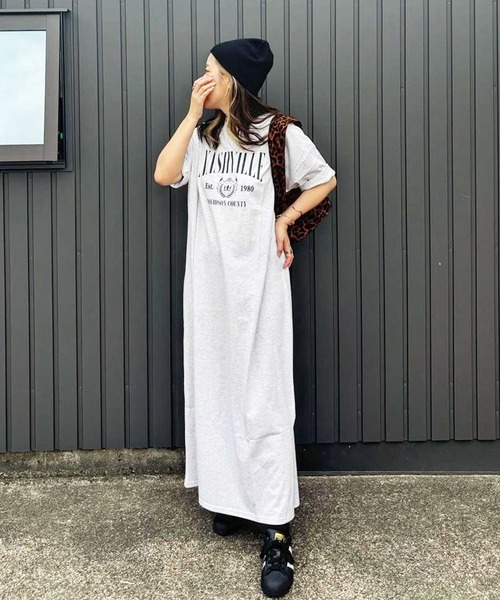 「GeeRA」 Tシャツワンピース LARGE チャコール レディース_画像4