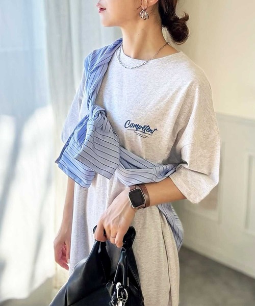 「GeeRA」 Tシャツワンピース LARGE チャコール レディース_画像7