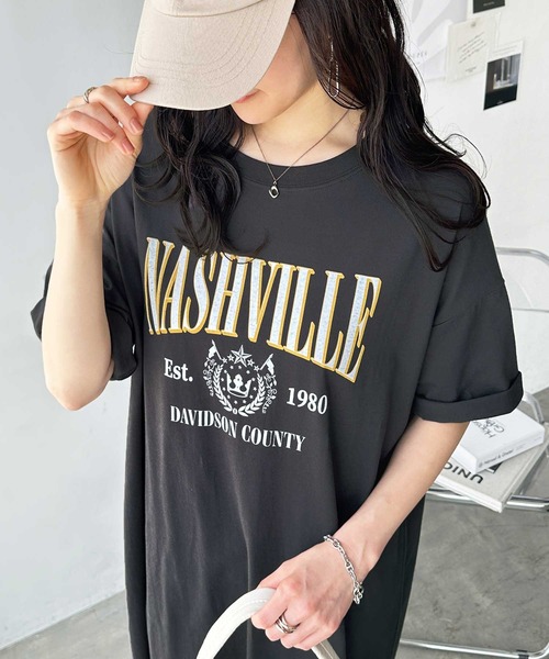 「GeeRA」 Tシャツワンピース LARGE チャコール レディース_画像9