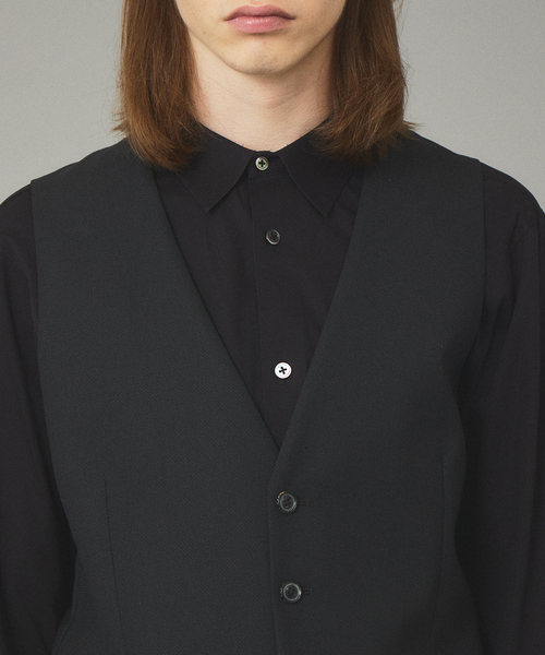 5351 POUR LES HOMMES ベスト ジレ シャイニーストレッチドビー5