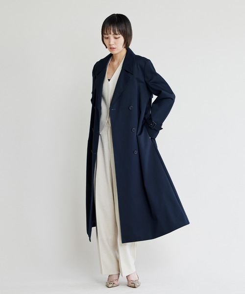 NOISE MAKER トレンチコート 黒 日本製 NOISE MAKER（ノイズメーカー）の「Zipper slit long trenchcoat