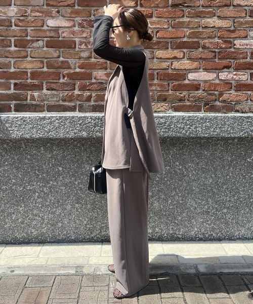 Oggi掲載　上下セット　グレー ジレ　ベスト ストレートパンツ 　セットアップ ジレセットアップ（ベスト+ストレートパンツ ニッセン Oggi掲載 上下