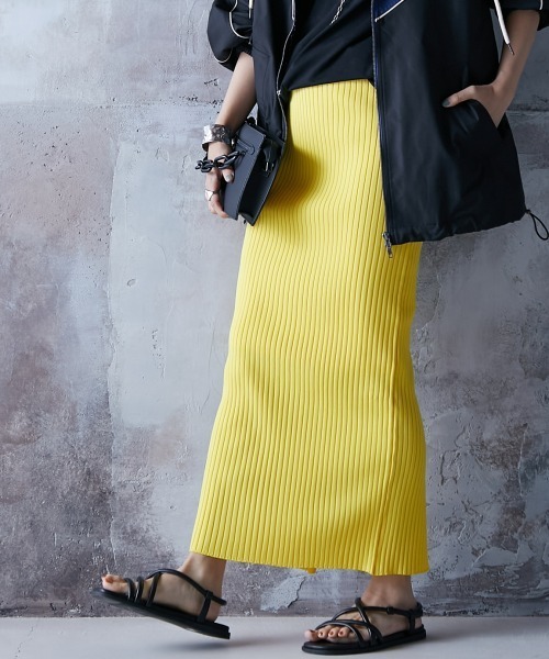GEVS.（ジェイヴィス） スカート ワイドリブロングニットタイト