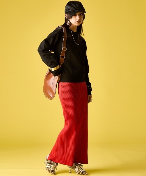 GEVS.（ジェイヴィス） スカート ワイドリブロングニットタイト