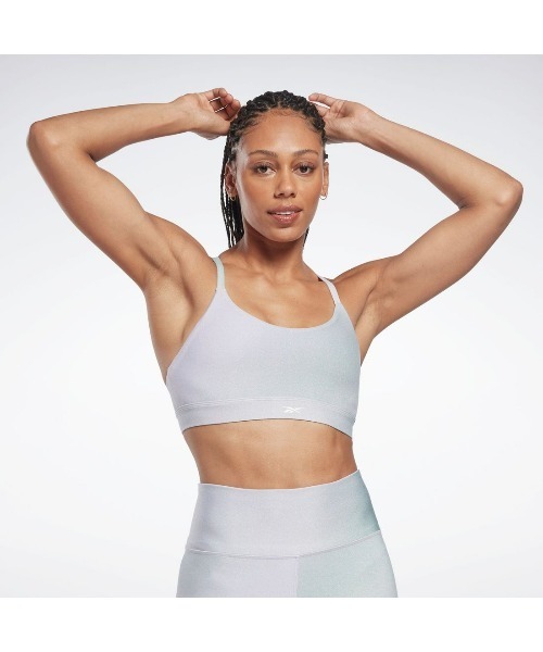 即発送！レアalo ブルー　ヨガブラ S/P Reebok（リーボック） ヨガ ストラップ ブラ / YOGA STRAPPY BRA AOP