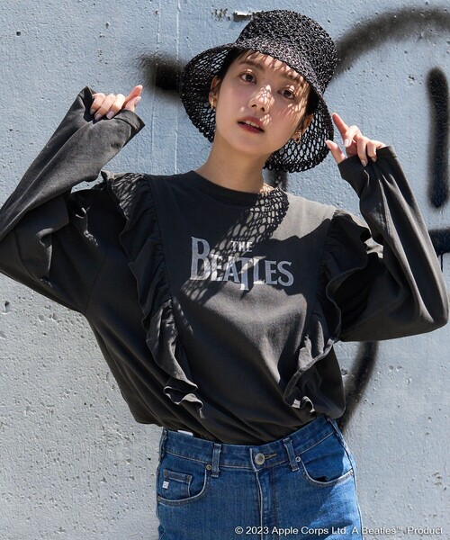 古着　バンドtシャツ フリル　リメイク　ビートルズ　グランジ　トップス 古着 バンドtシャツ フリル リメイク ビートルズ グランジ