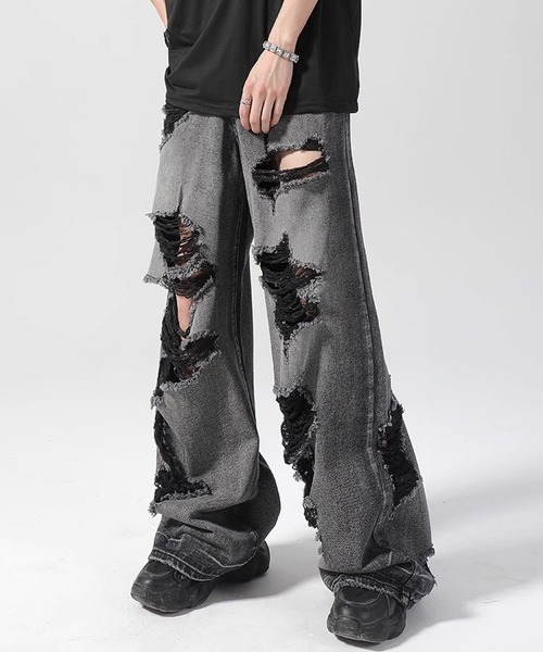ジーンズ damage flare denim pant/ダメージ フレア デニム パンツ  