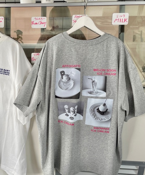 repipi armario tシャツ 「BIG BABY ICE CREAM」モノクロフォト