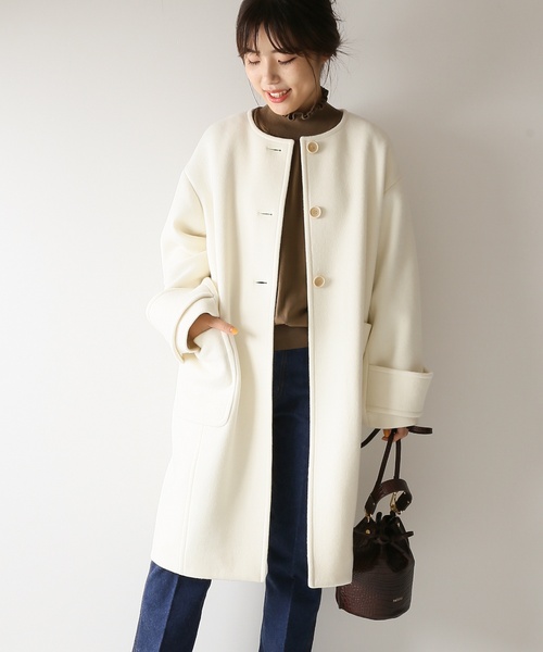 Spick & Span」 ノーカラーコート 38 ネイビー レディース Spick＆Span 