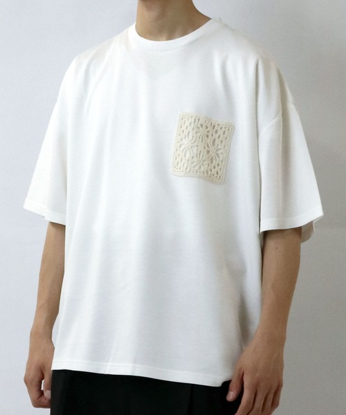 Starting Over tシャツ crochet pocket double knit T-shirt