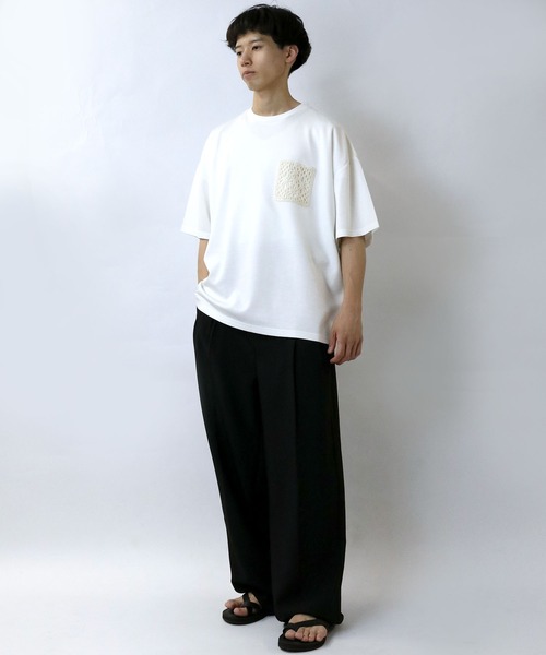 Starting Over tシャツ crochet pocket double knit T-shirt