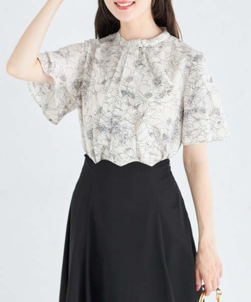 ブラウス シャツ タイ付きフレアブラウス 夏服 レディース tocco closet ブラウス シャツ 2WAYボウタイ付きフレア