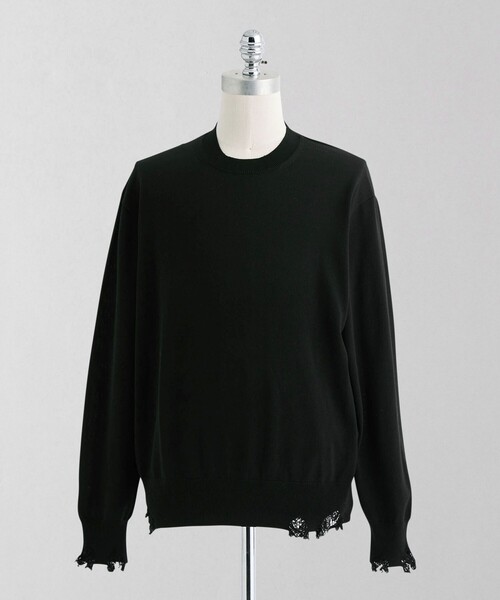ニット 「LOEFF」ダメージ クルーネック ニットプルオーバー UNISEX 