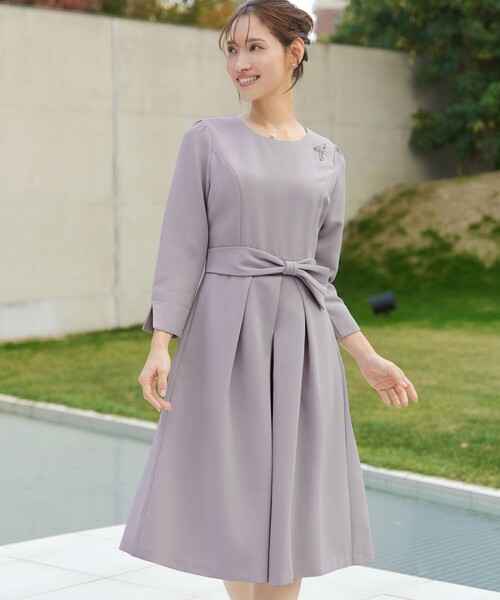 専用。新品　ADORE アドーアギマライトリボンベルト付きワンピースロング丈36 Tiaclasse ワンピース アシメリボンベルトフレアワンピース : ZOZOTOWN