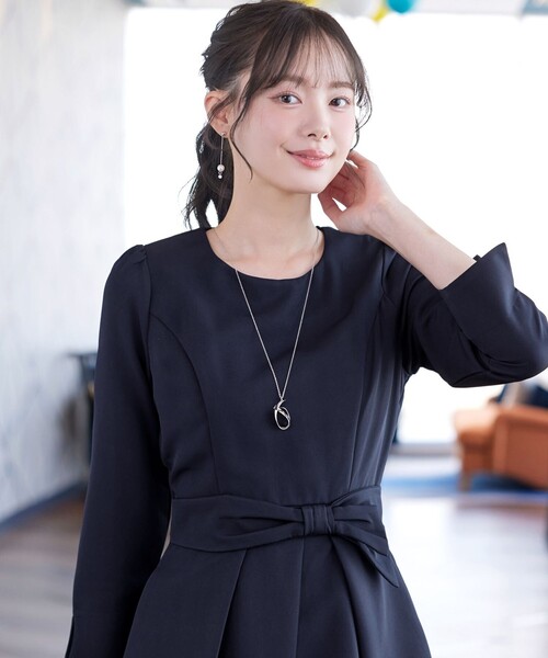 Tiaclasse ワンピース アシメリボンベルトフレアワンピース : ZOZOTOWN