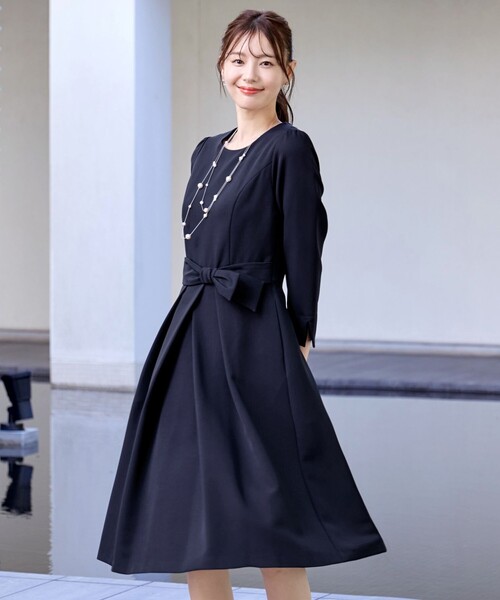 Tiaclasse ワンピース アシメリボンベルトフレアワンピース : ZOZOTOWN