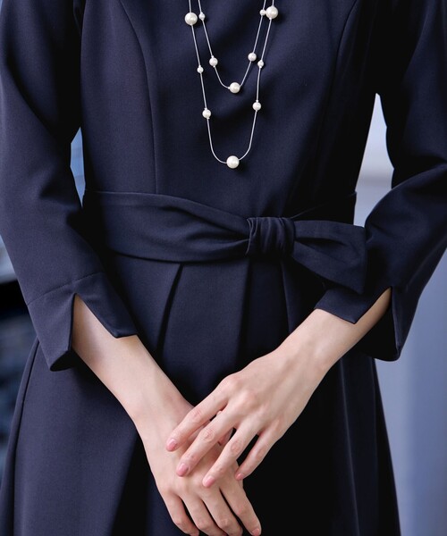 Tiaclasse ワンピース アシメリボンベルトフレアワンピース : ZOZOTOWN