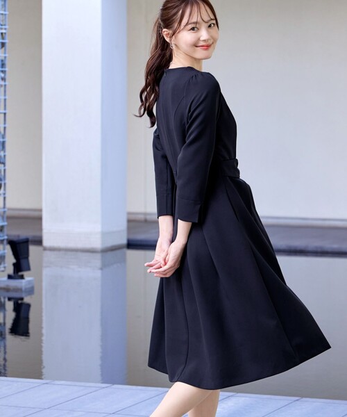 Tiaclasse ワンピース アシメリボンベルトフレアワンピース : ZOZOTOWN