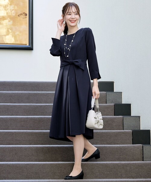 Tiaclasse ワンピース アシメリボンベルトフレアワンピース : ZOZOTOWN