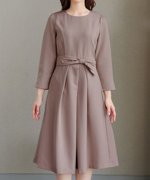 Tiaclasse ワンピース アシメリボンベルトフレアワンピース : ZOZOTOWN