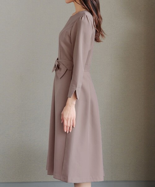 Tiaclasse ワンピース アシメリボンベルトフレアワンピース : ZOZOTOWN