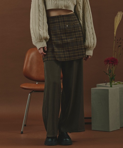 loin nuit パンツ plaid pattern layered set pants / プラッド  