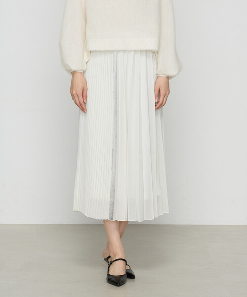 スカート 箔プリントコンビネーションアコーディオン プリーツスカート