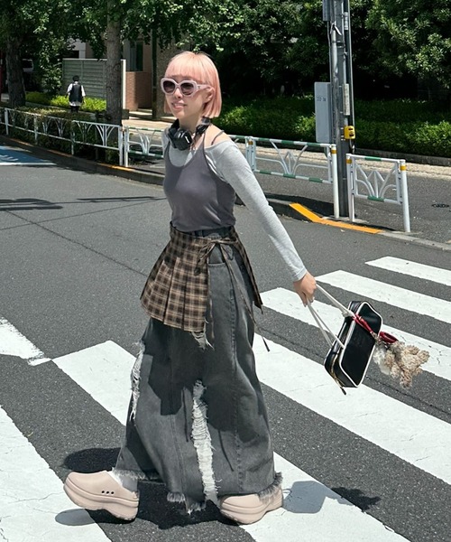 (激渋) ケムリ　巻きスカート Alley Tokyo デニムスカート けっこうなダメージデニスカ