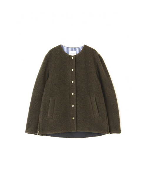 「human woman」 ノーカラージャケット MEDIUM カーキ レディース_画像9