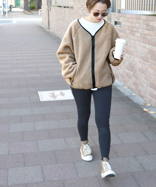 「coca（coca）」 ジップアップブルゾン ONE SIZE ブラウン レディース_画像8