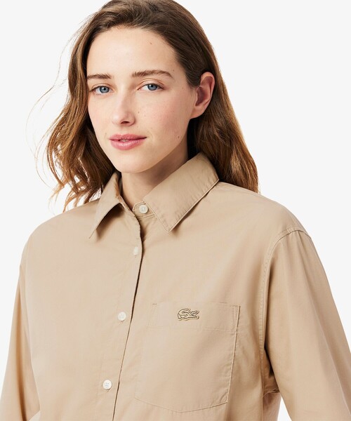 LACOSTE / ラコステ クロップド丈 ウエストシャーリングシャツ ショートブルゾン セール】クロップド丈 ウエストシャーリングシャツ ショート