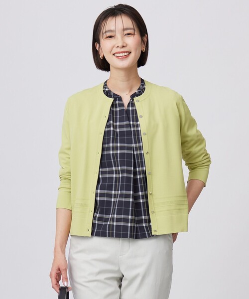 カーディガン 「洗える」RAYON ELITE STRETCH クルーネック カーディガン レディース カーディガン 「洗える」RAYON ELITE STRETCH クルーネック
