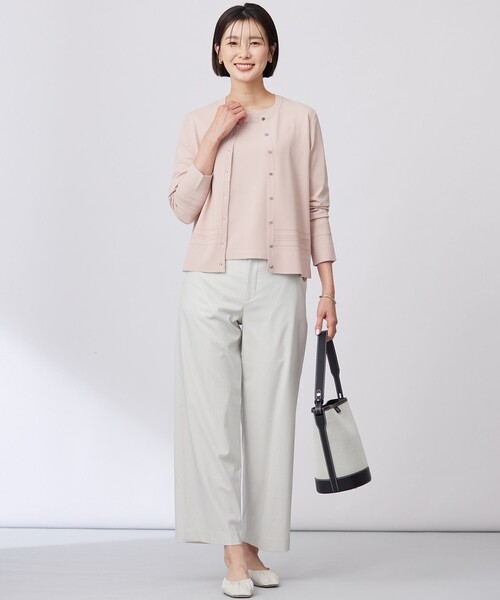 【洗える】RAYON ELITE STRETCH クルーネック カーディガン カーディガン 「洗える」RAYON ELITE STRETCH クルーネック